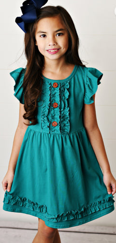 Teal Ruffle Dress