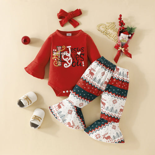 BCV Jesus Loves You Bodysuit bell set with headband