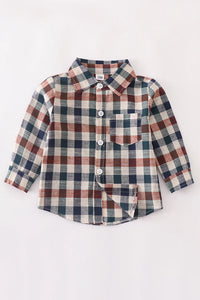 Navy Plaid Button-Up