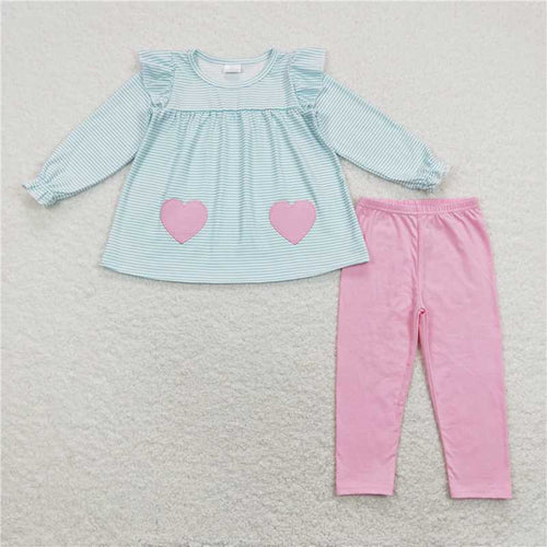 Preorder Pink Embroidered Stripe Set