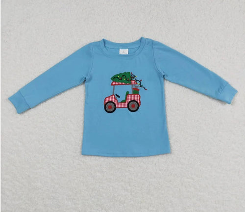 Blue Christmas Tree Golf Shirt