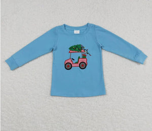 Blue Christmas Tree Golf Shirt