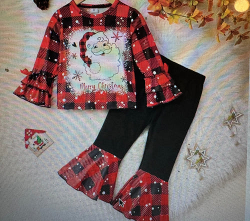 Plaid Santa Bell set