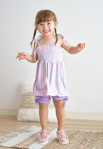 Purple Stripe Smock short set