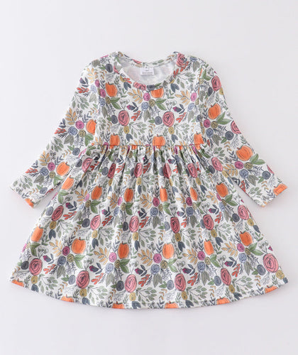 Pumpkin Floral Dress