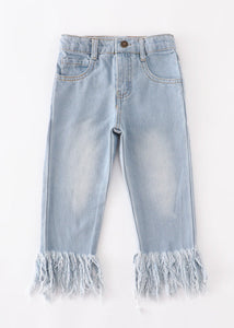 Light blue tassel jeans