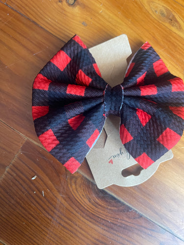 Black and Red Plaid Bow 4.5 inch