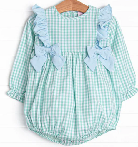 Sky Blue Blue Plaid Romper