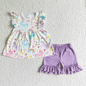 Preorder Purple Unicorn short set