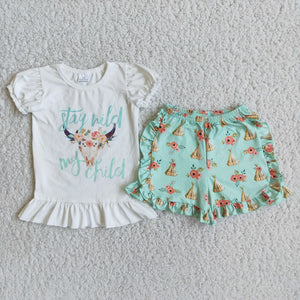 Preorder Stay Wild Ruffle short set