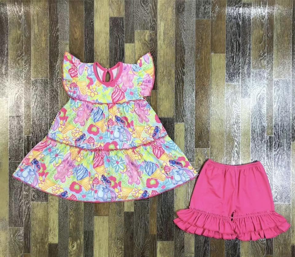 Preorder Pink stitch short set