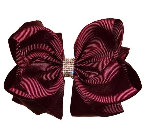 Burgundy Rhinestone Hairbow