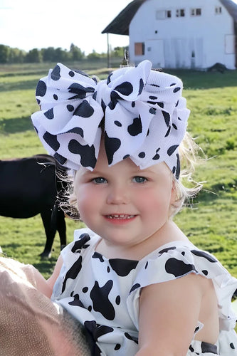 White and Black Cow Headband