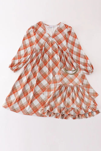 Khaki Gingham Dress