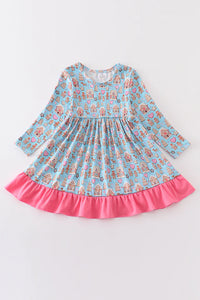 BCV Blue Gingerbread Ruffle Dress