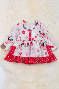 BCV Joy reindeer dress romper