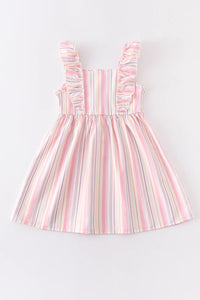 Multicolored stripe ruffle dress