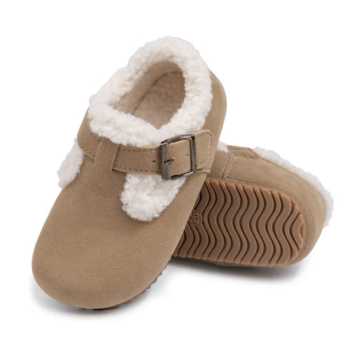 Khaki sherpa slip on shoe
