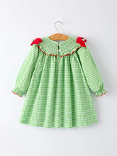 Load image into Gallery viewer, Green Smocked Tree Embroidered Dress