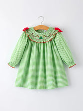 Load image into Gallery viewer, Green Smocked Tree Embroidered Dress