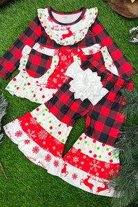 Snowflake and Plaid Bell Set
